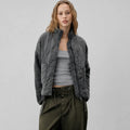 High Collar Quilted Jacket with Patch Pockets