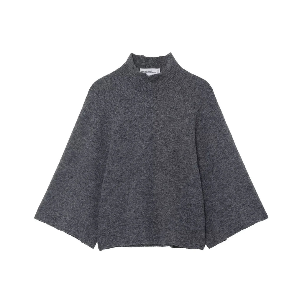 Knit Poncho Wool Blend Stand Collar