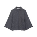 Knit Poncho Wool Blend Stand Collar