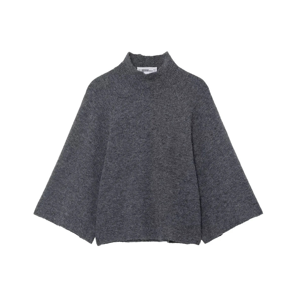 Knit Poncho Wool Blend Stand Collar