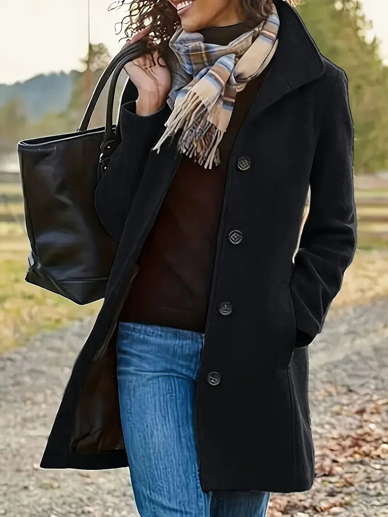 Long Coat with Lapel and Pockets