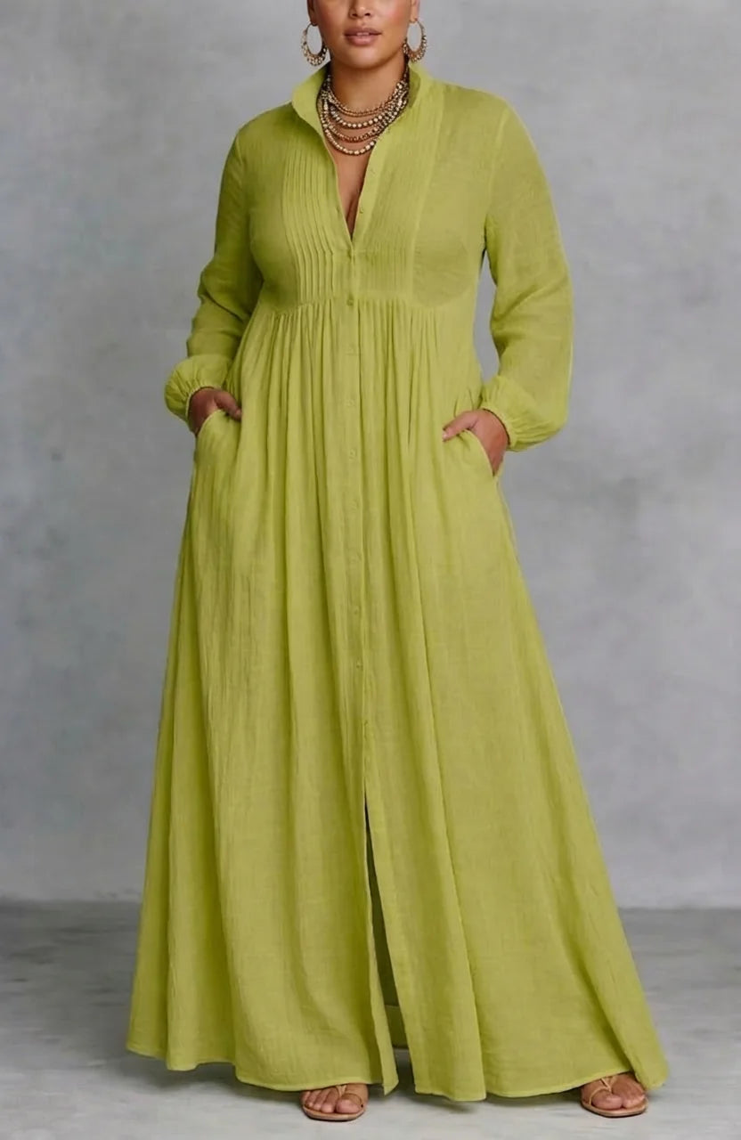 Long Sleeve Button Front Maxi Dress