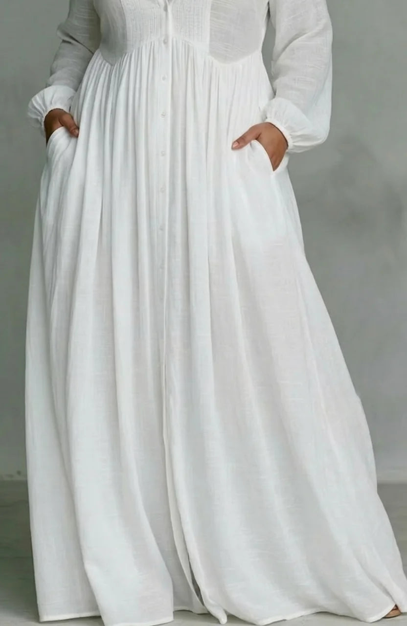 Long Sleeve Button Front Maxi Dress