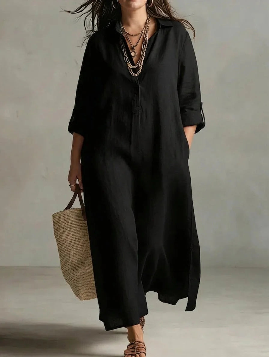 Long Sleeve Button Front Shirt Dress