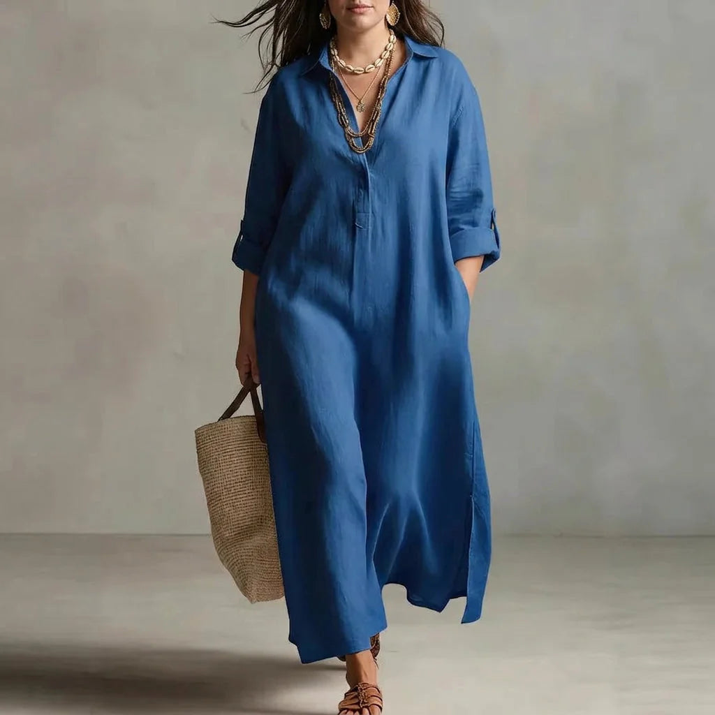 Long Sleeve Button Front Shirt Dress