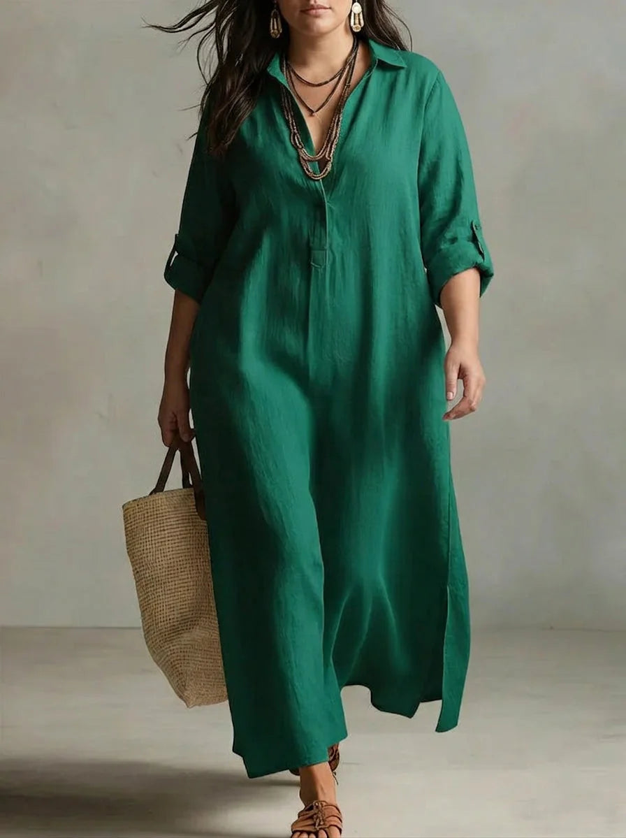 Long Sleeve Button Front Shirt Dress