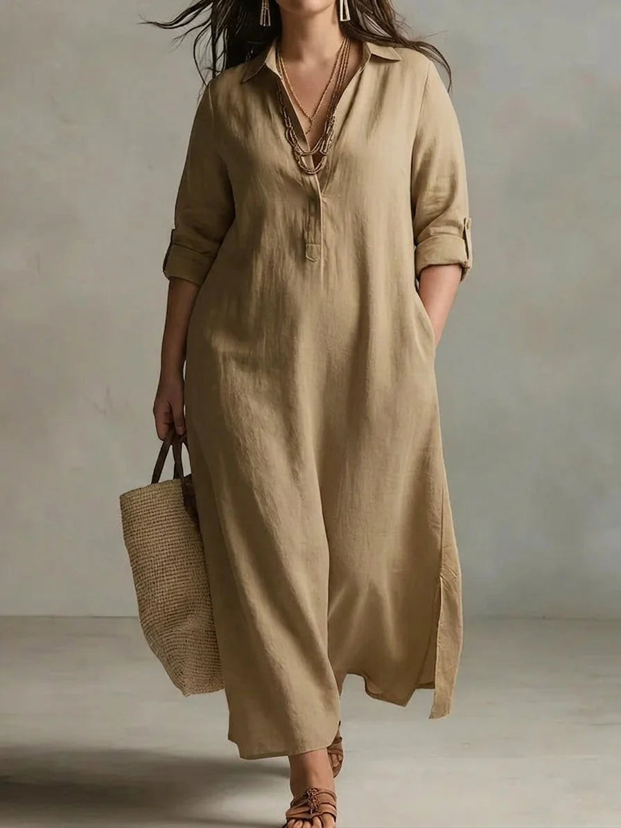 Long Sleeve Button Front Shirt Dress