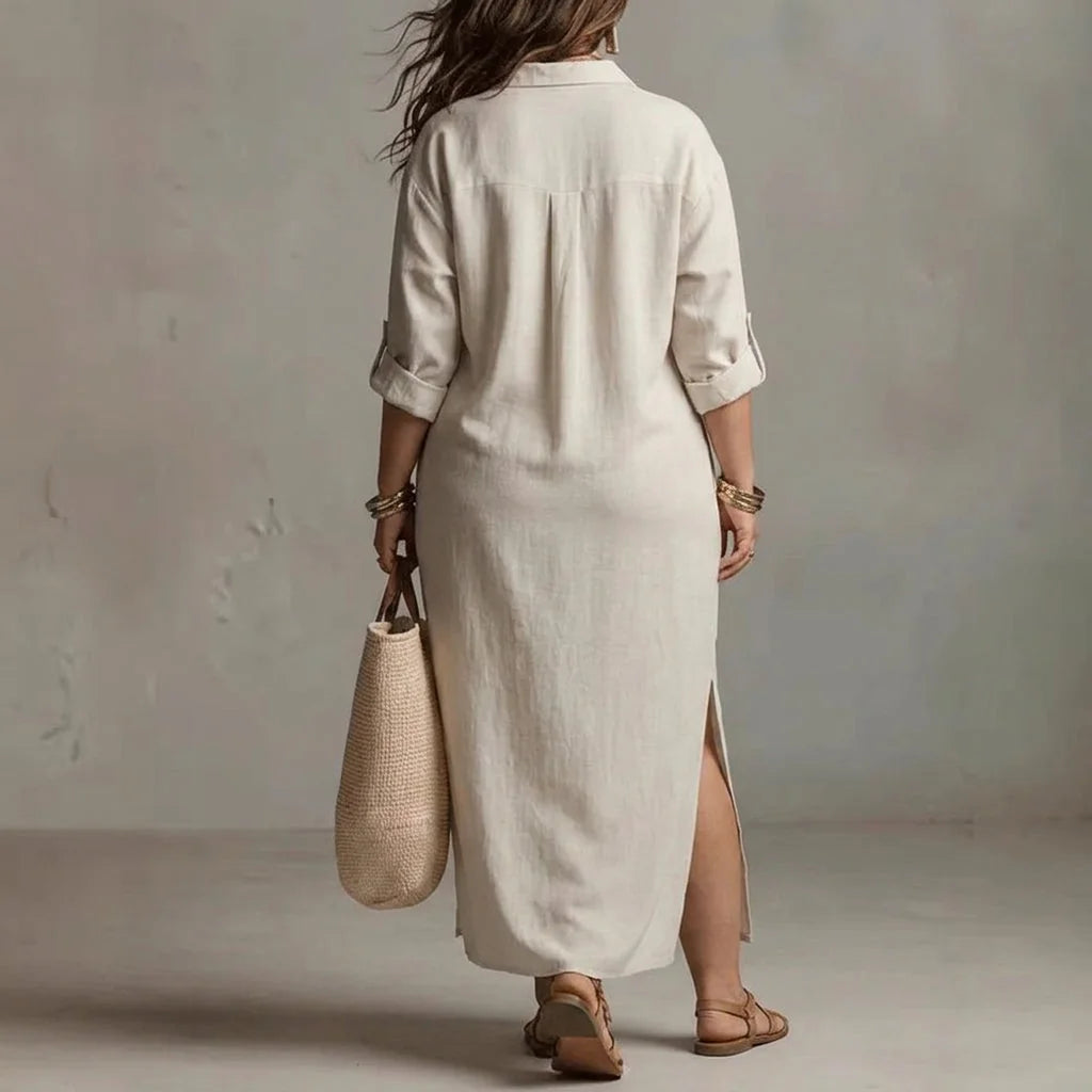 Long Sleeve Button Front Shirt Dress