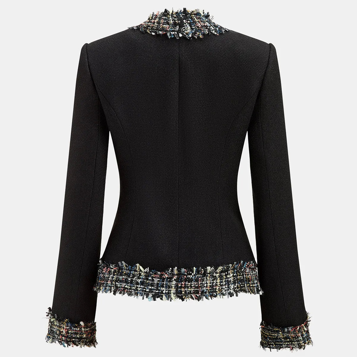 Lucinda Tweed Blazer Fitted with Fringe Trim