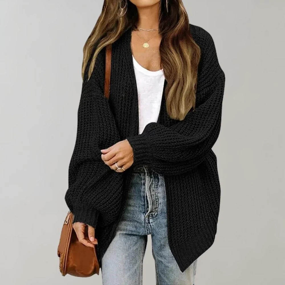 Paloma Chunky Knit Cardigan for Women - Oversized Open Front Batwing Sleeve