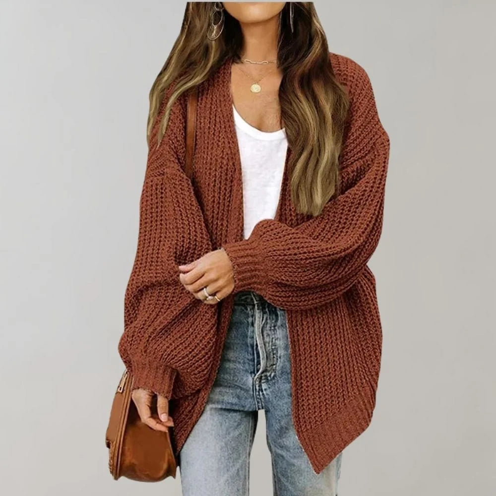 Paloma Chunky Knit Cardigan for Women - Oversized Open Front Batwing Sleeve
