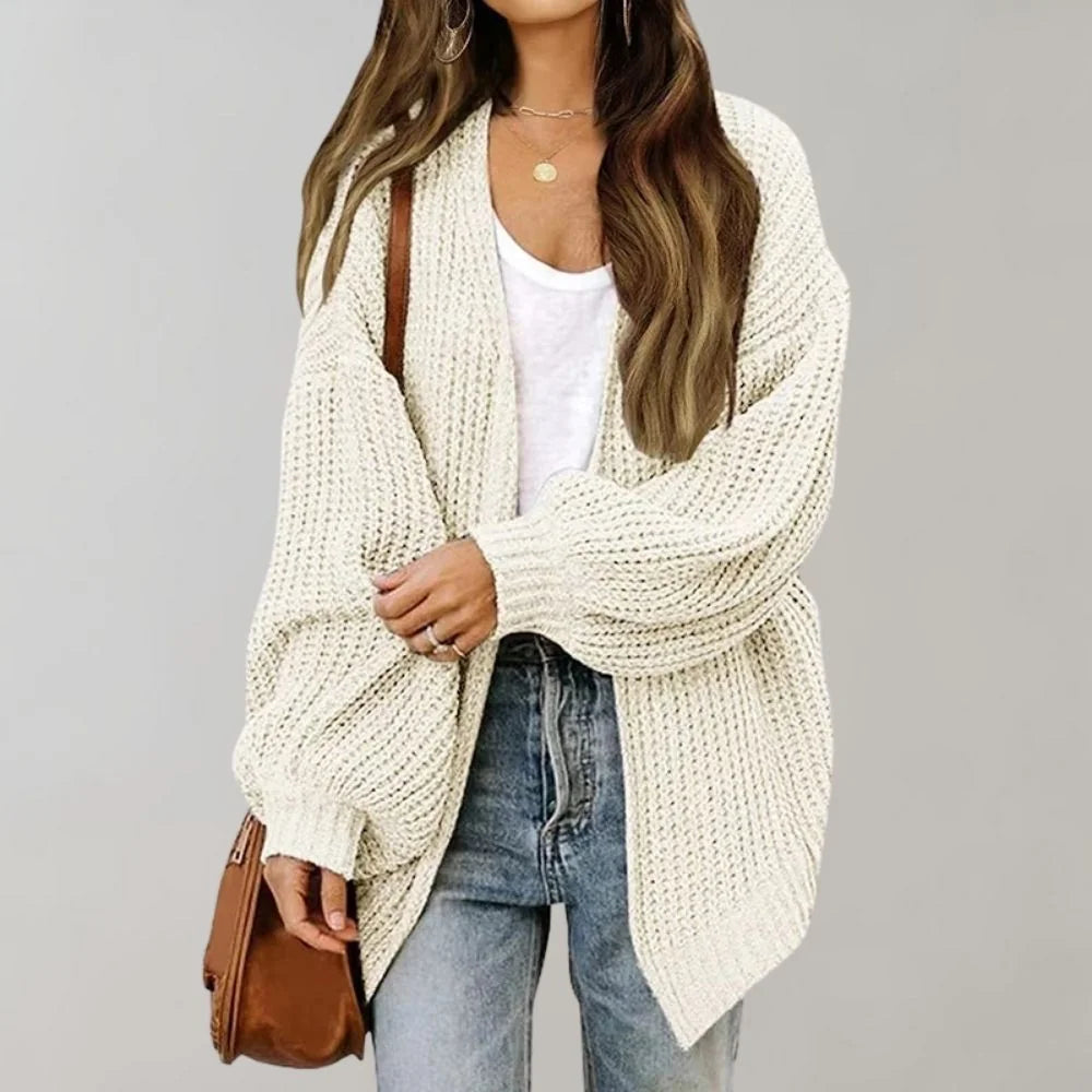Paloma Chunky Knit Cardigan for Women - Oversized Open Front Batwing Sleeve
