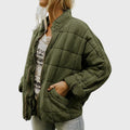 Quilted Bomber Jacket – Green Oversized Zip-Front