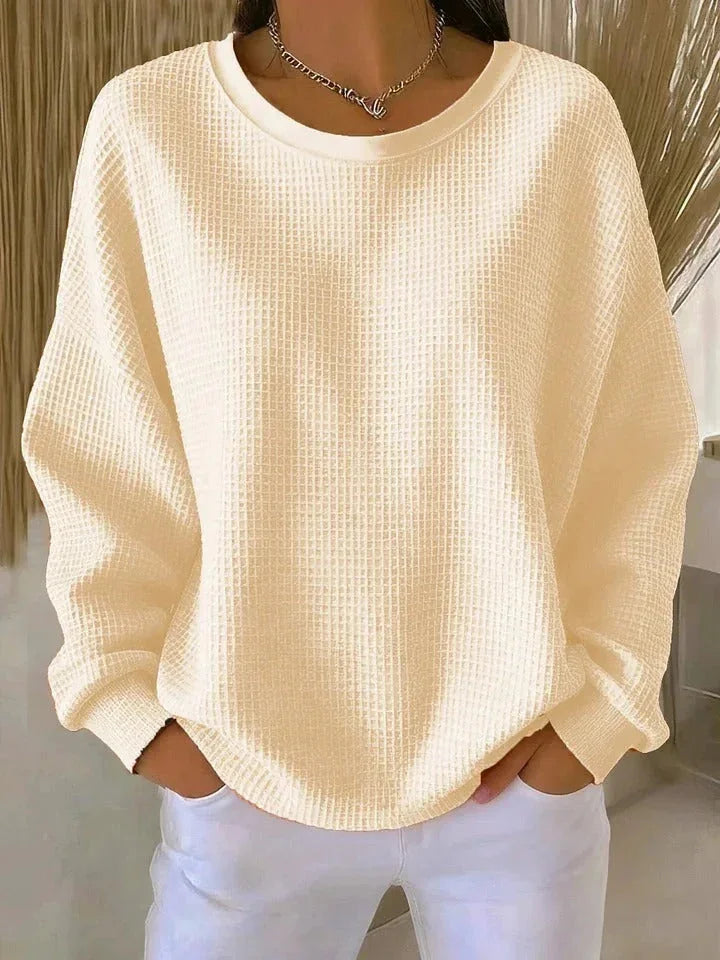 Romilly Chunky Knit Sweater for Women - Oversized Waffle Wide Collar Pullover