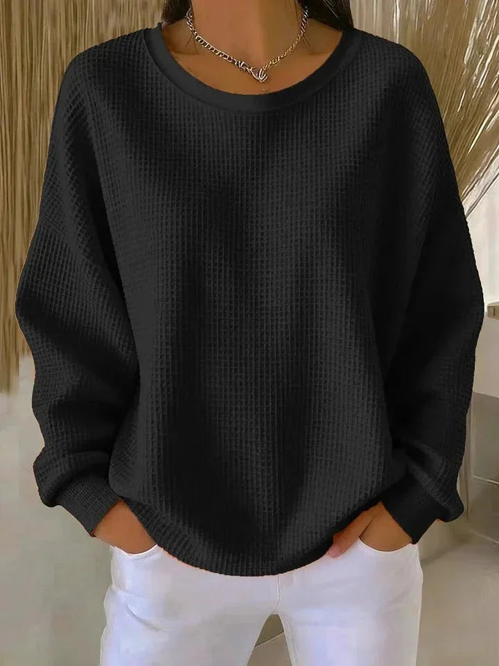 Romilly Chunky Knit Sweater for Women - Oversized Waffle Wide Collar Pullover