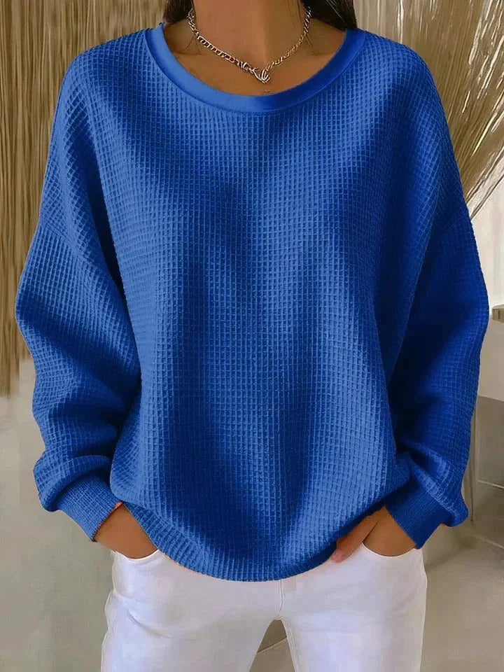 Romilly Chunky Knit Sweater for Women - Oversized Waffle Wide Collar Pullover