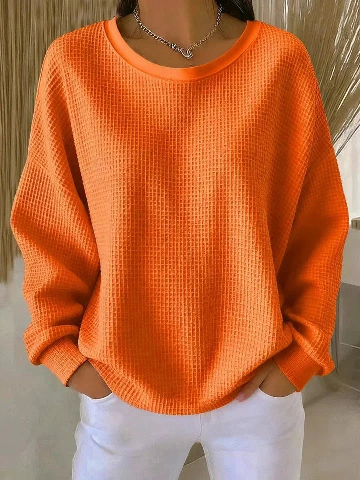 Romilly Chunky Knit Sweater for Women - Oversized Waffle Wide Collar Pullover