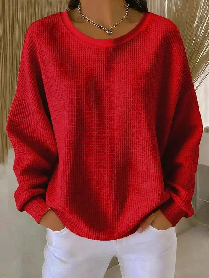 Romilly Chunky Knit Sweater for Women - Oversized Waffle Wide Collar Pullover