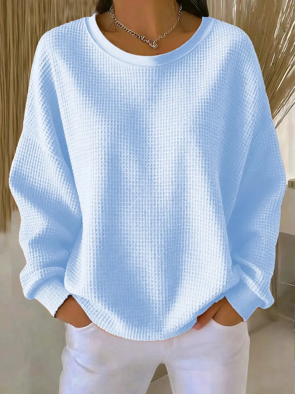 Romilly Chunky Knit Sweater for Women - Oversized Waffle Wide Collar Pullover