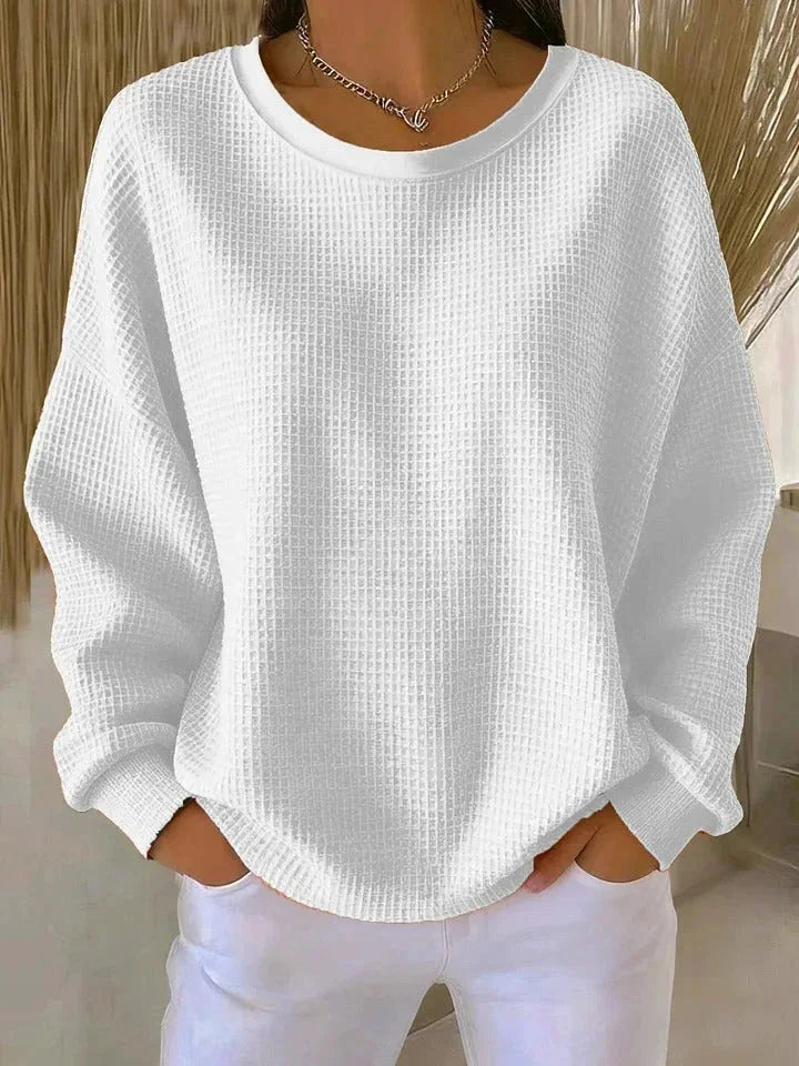 Romilly Chunky Knit Sweater for Women - Oversized Waffle Wide Collar Pullover