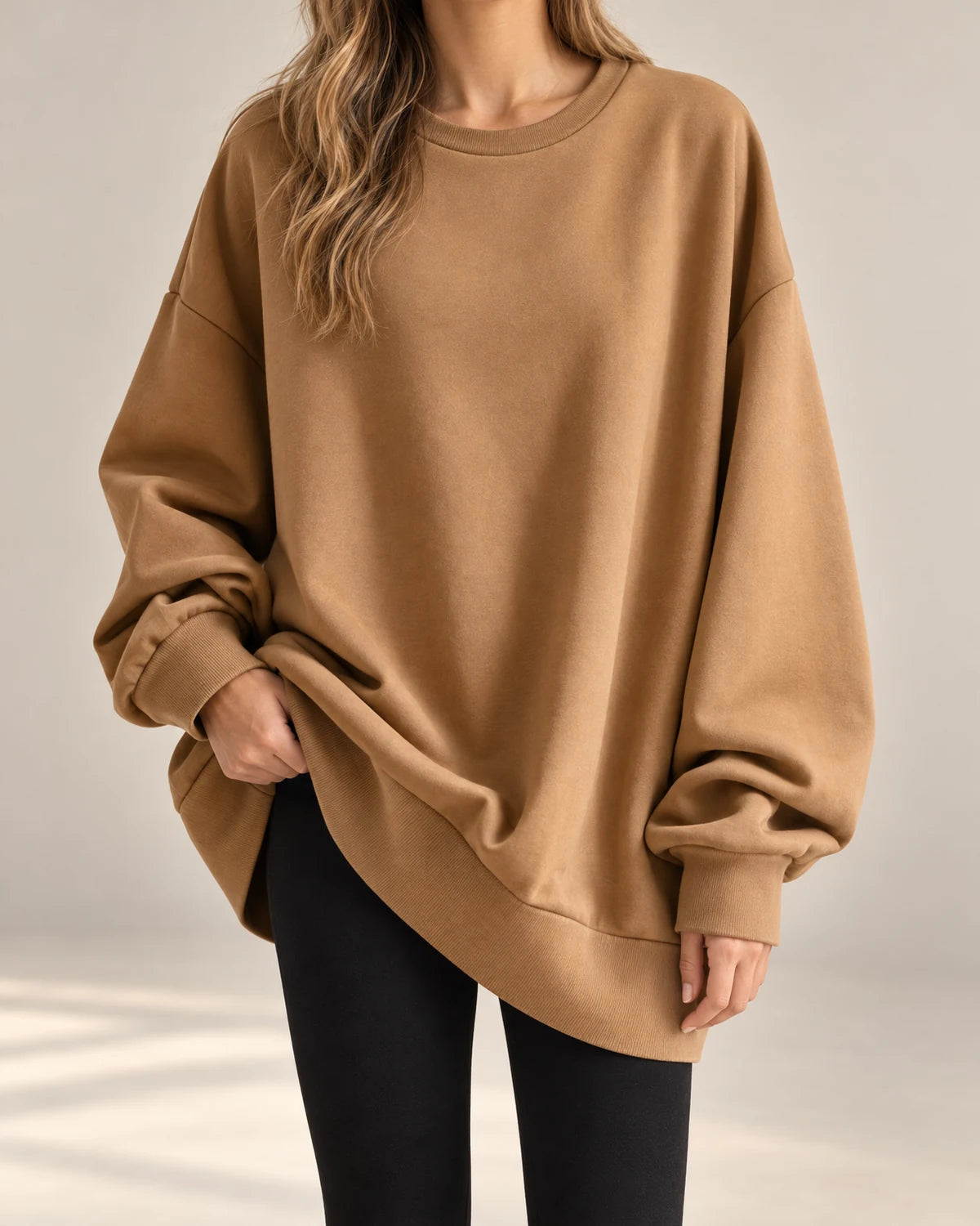 round neck sweater women – Brown