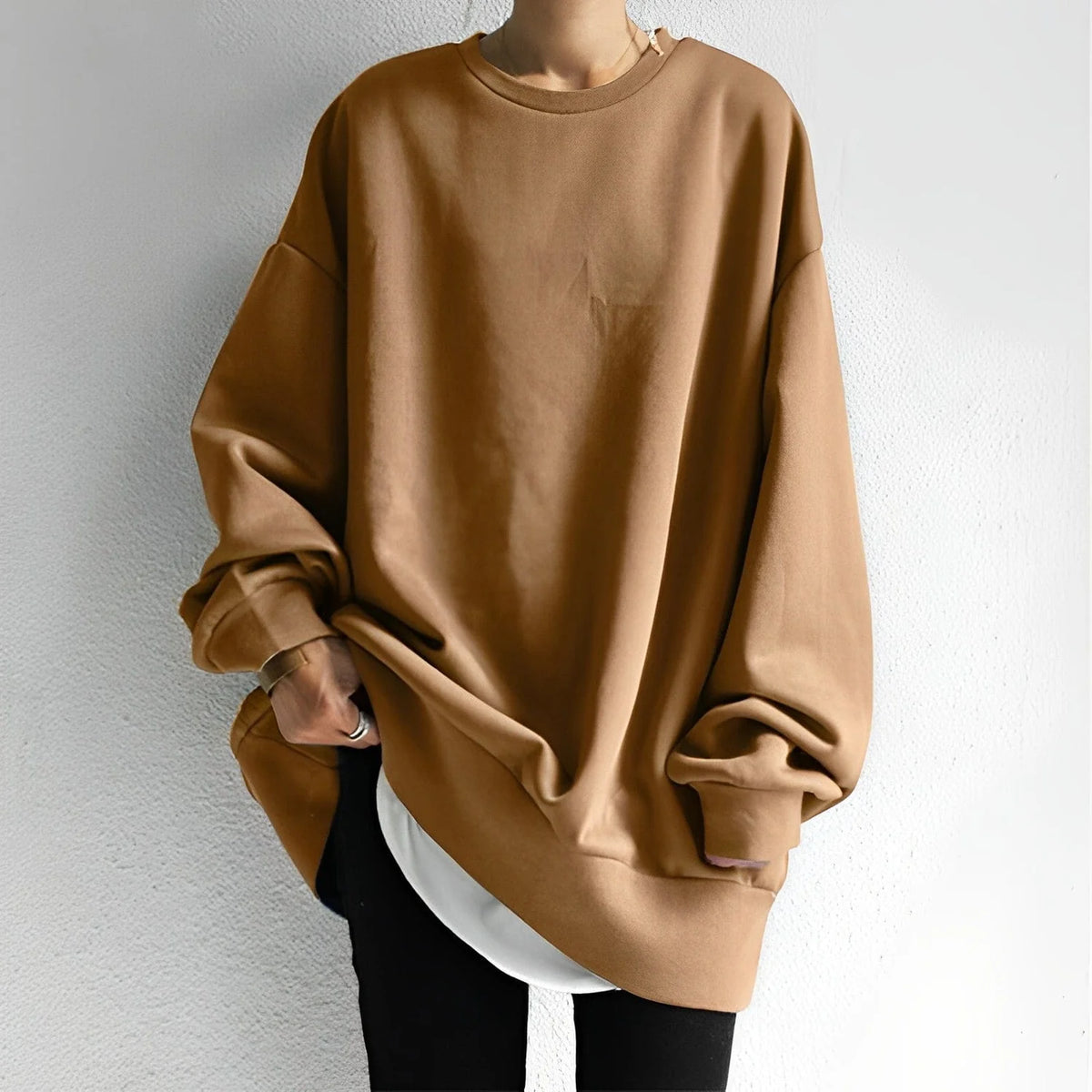 round neck sweater women – Brown