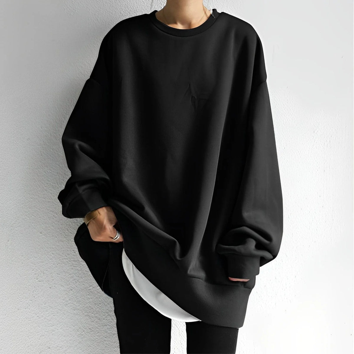 round neck sweater women – Black