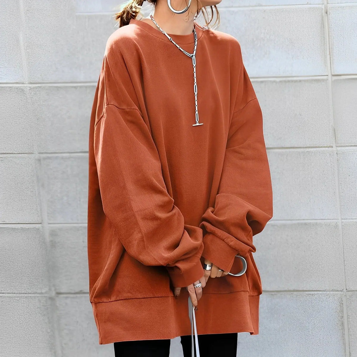 round neck sweater women – Orange