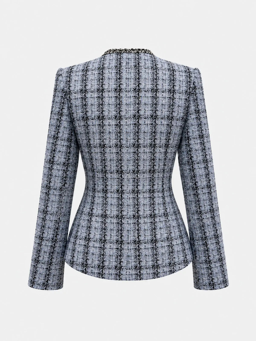 Tabitha Tweed Blazer Faux Leather Waist Long Sleeve