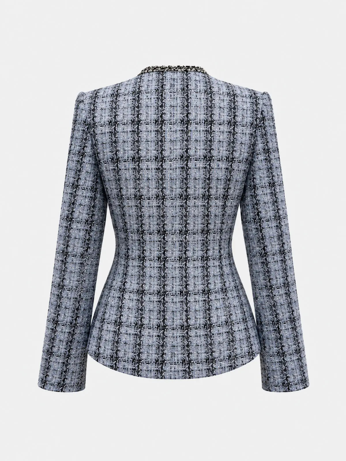 Tabitha Tweed Blazer Faux Leather Waist Long Sleeve