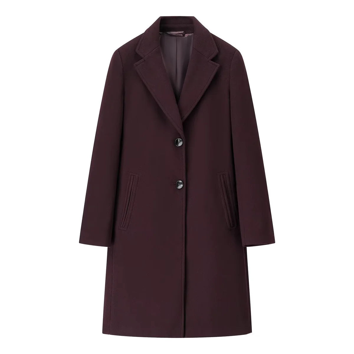 Wool Coat Women Longline Wool Blend Single Breasted