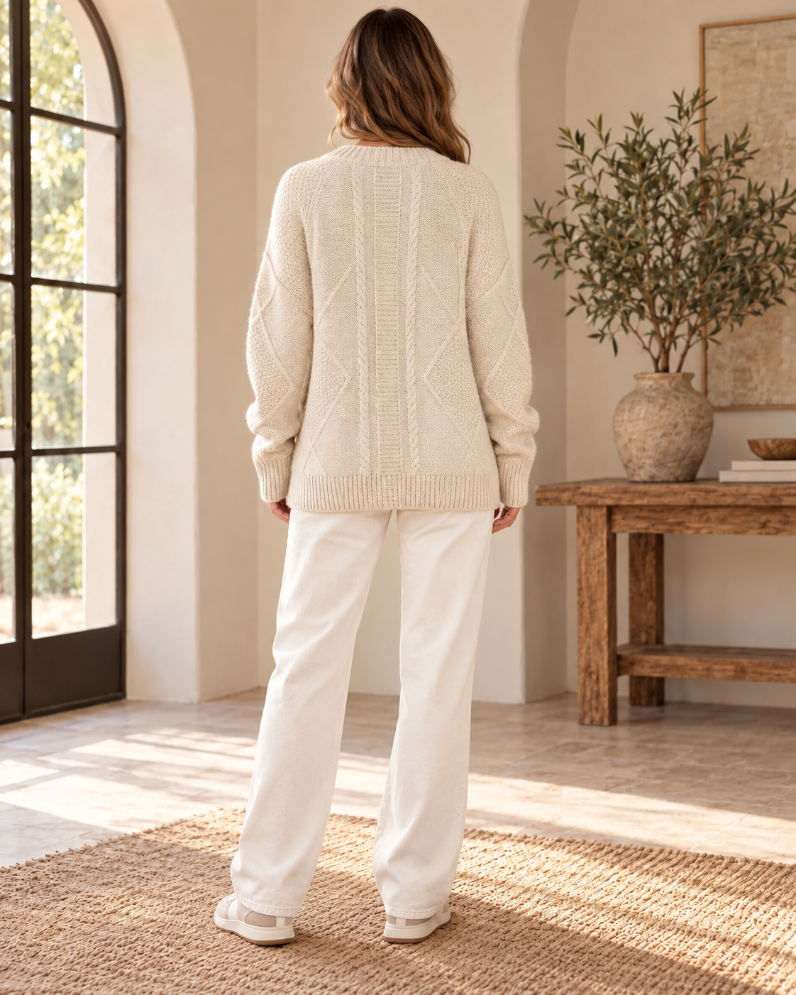 Briar Cable Knit Cardigan for Women - Button Front Relaxed Fit