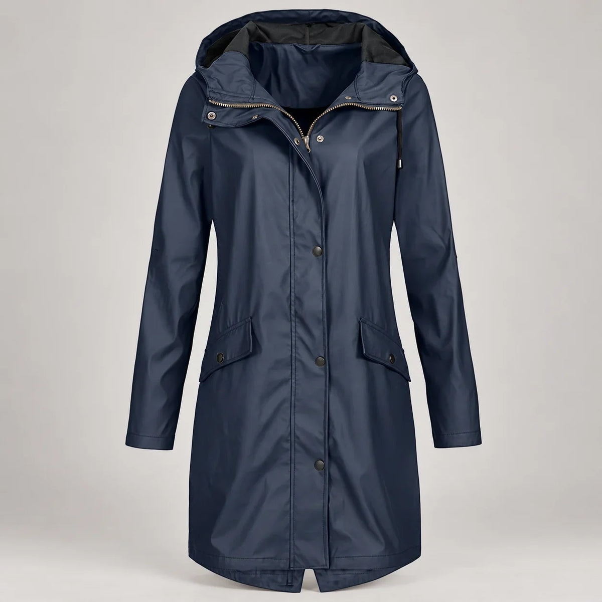 Waterproof Hooded Rain Coat Women - Navy — first photo