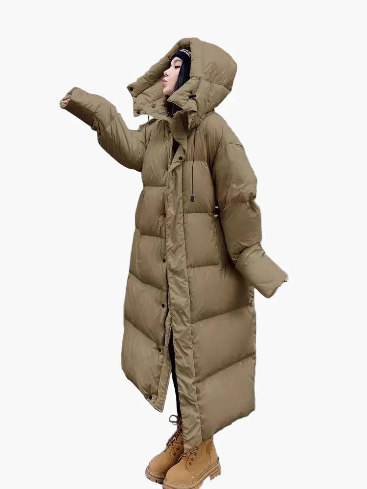 Long Hooded Winter Coat Women - Pink Puffer — original product photo