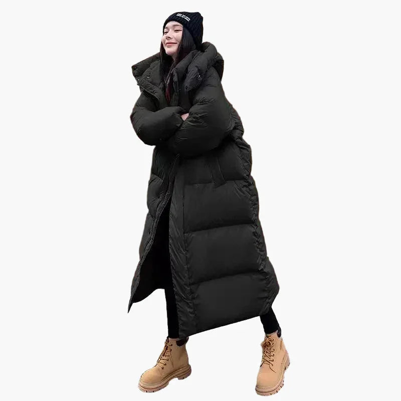 Long Hooded Winter Coat Women - Pink Puffer — original product photo