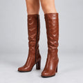 Knee High Leather Boots Women - Brown — first photo