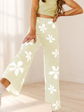 Floral Print Wide Leg Jeans Women - Apricot — first photo