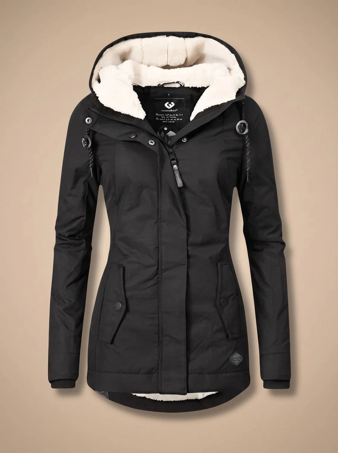 Fleece Lined Hooded Winter Jacket Women - Navy — original product photo