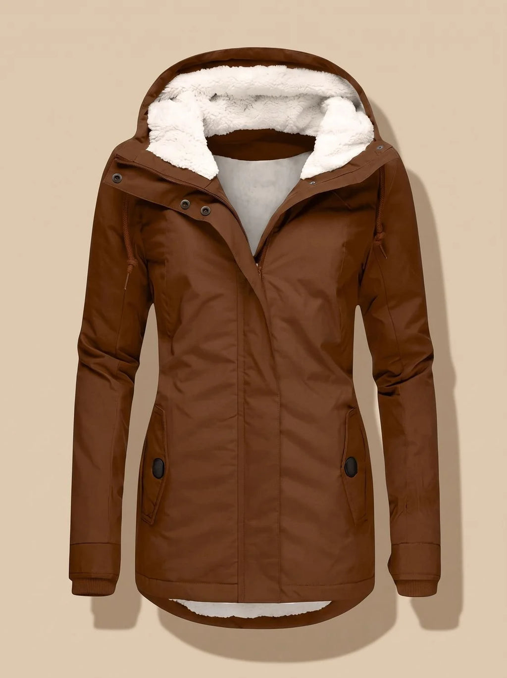 Fleece Lined Hooded Winter Jacket Women - Navy — original product photo