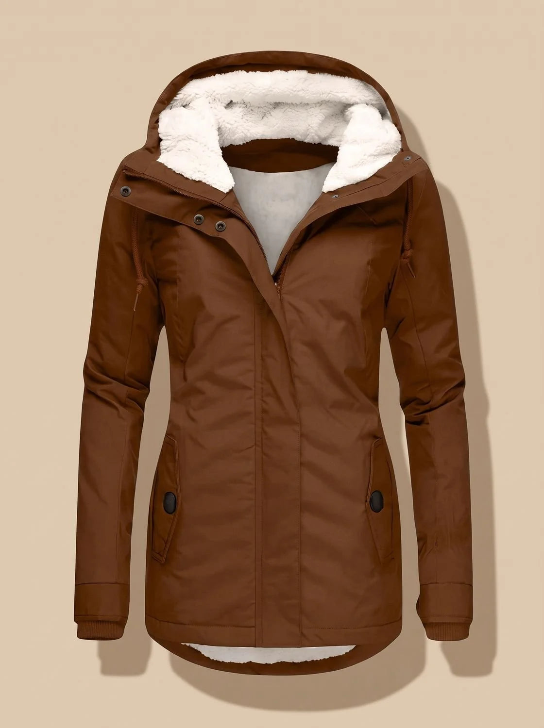 Fleece Lined Hooded Winter Jacket Women - Navy — original product photo