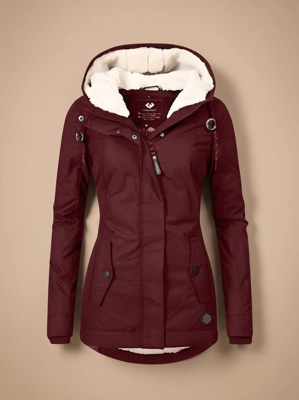Fleece Lined Hooded Winter Jacket Women - Navy — original product photo