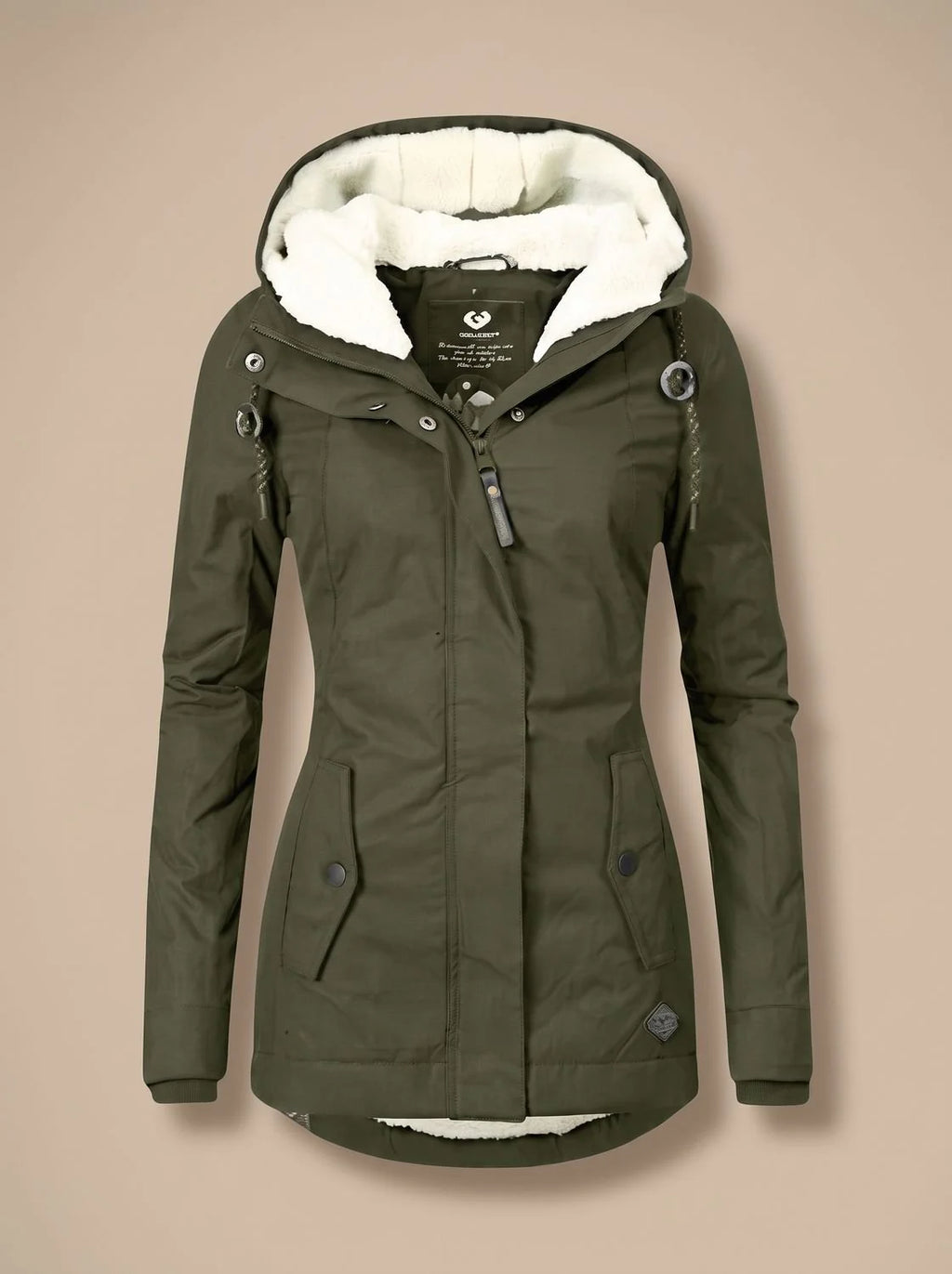 Fleece Lined Hooded Winter Jacket Women - Navy — original product photo