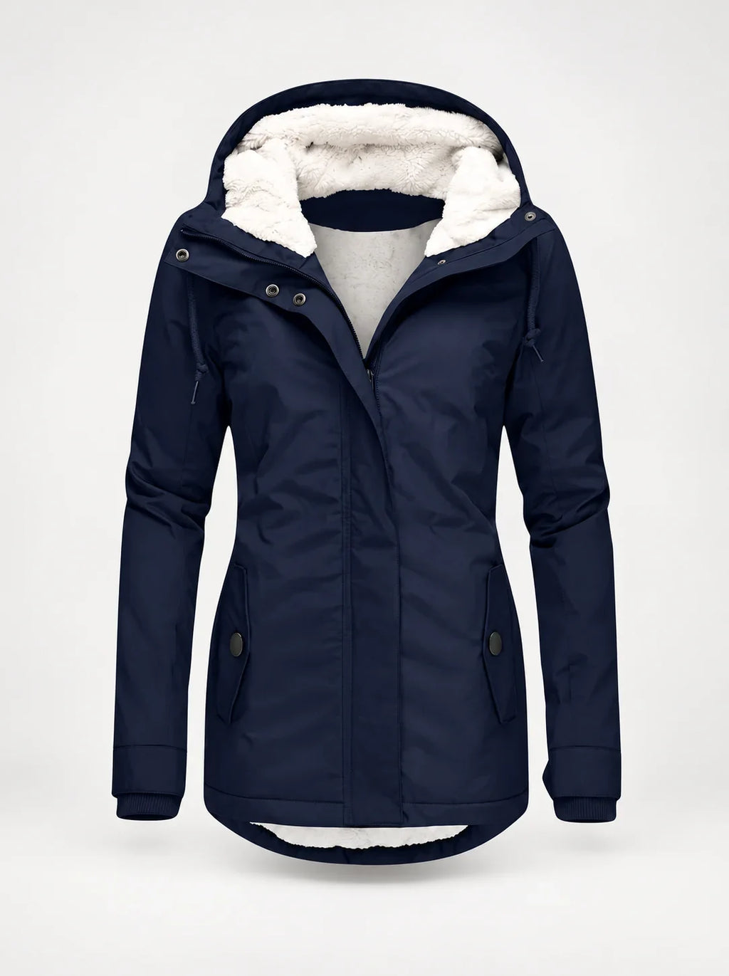 Fleece Lined Hooded Winter Jacket Women - Navy — first photo