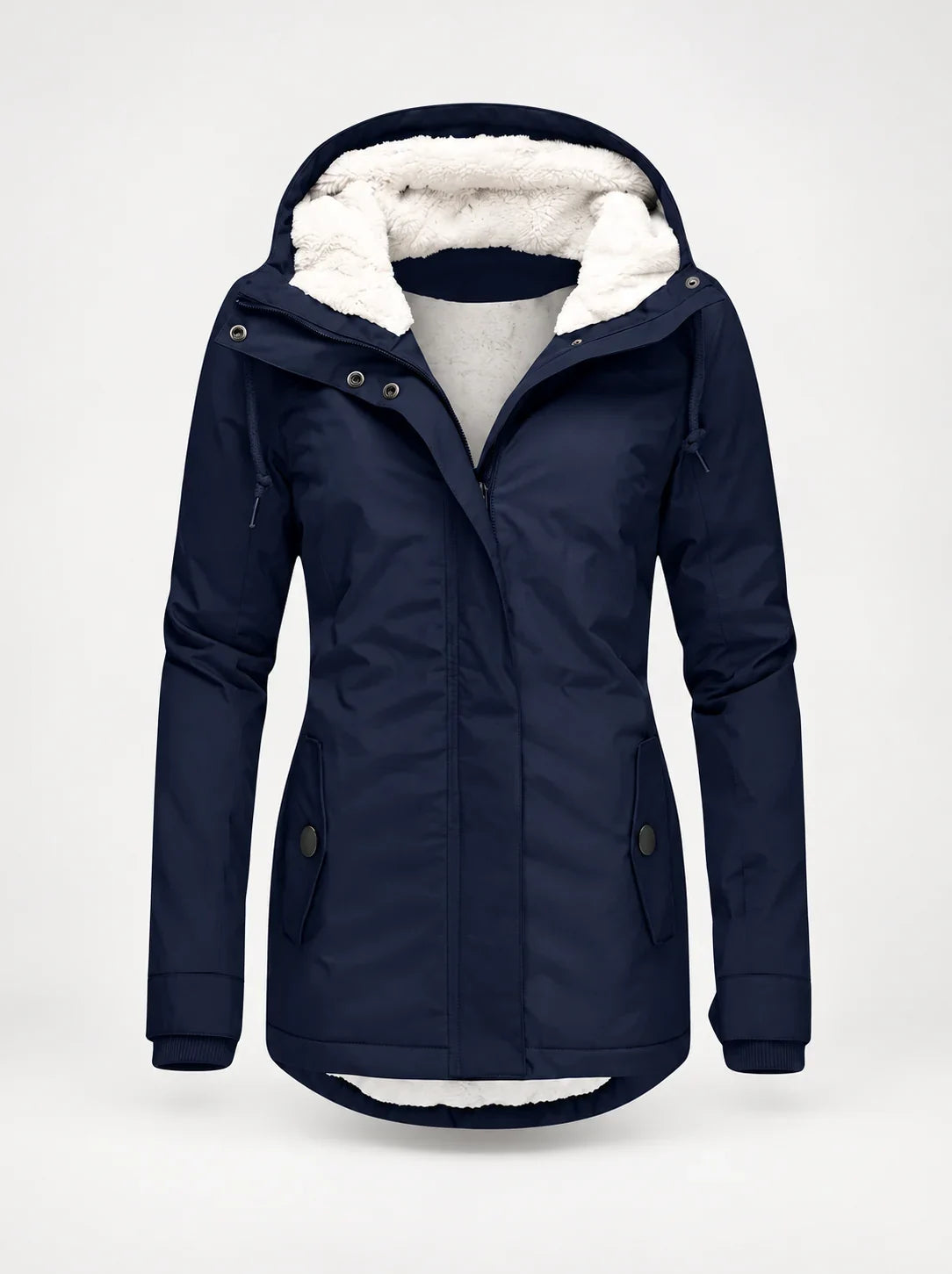 Fleece Lined Hooded Winter Jacket Women - Navy — first photo