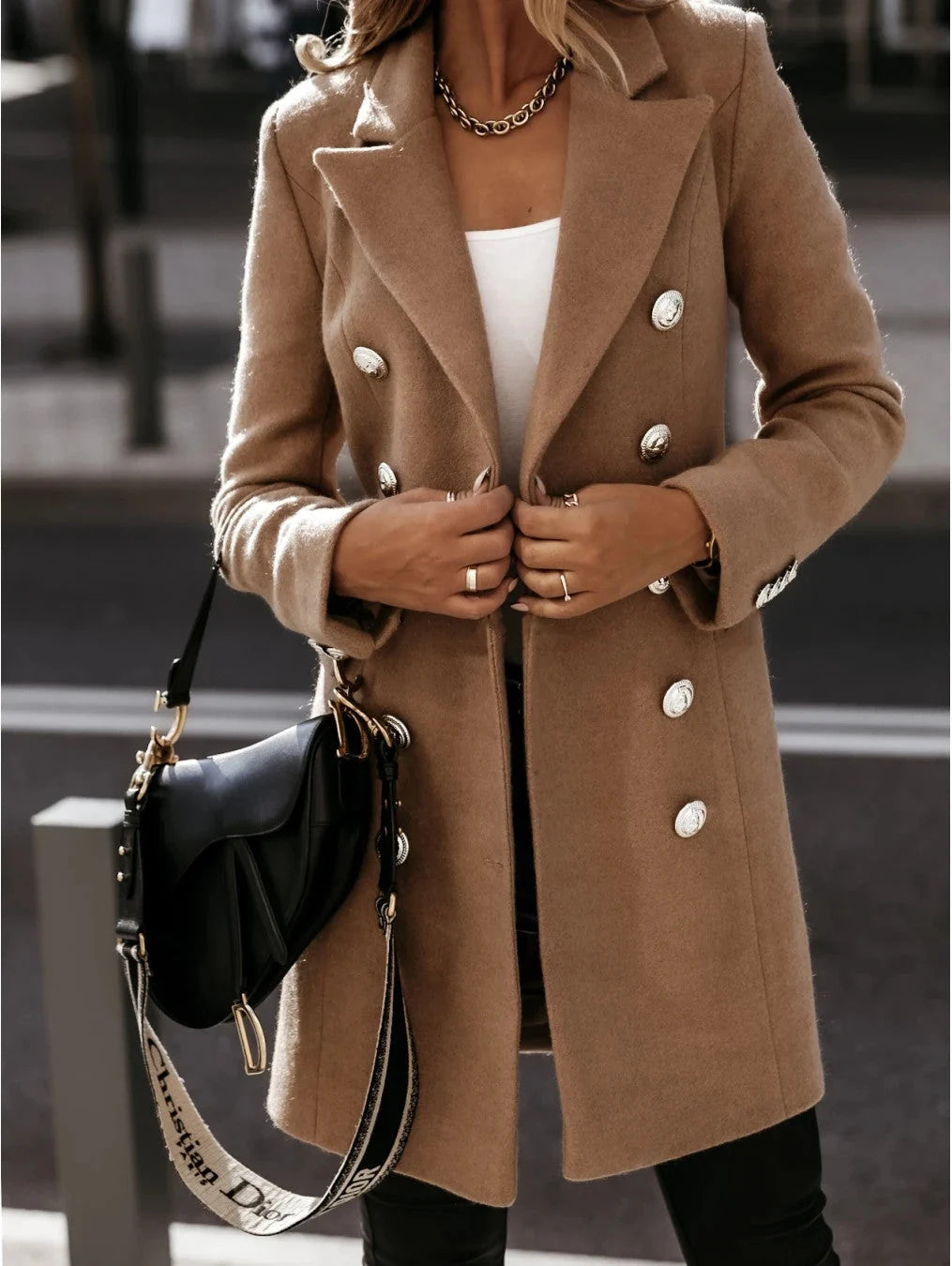 Double Breasted Blazer Coat Women - Grey — original product photo