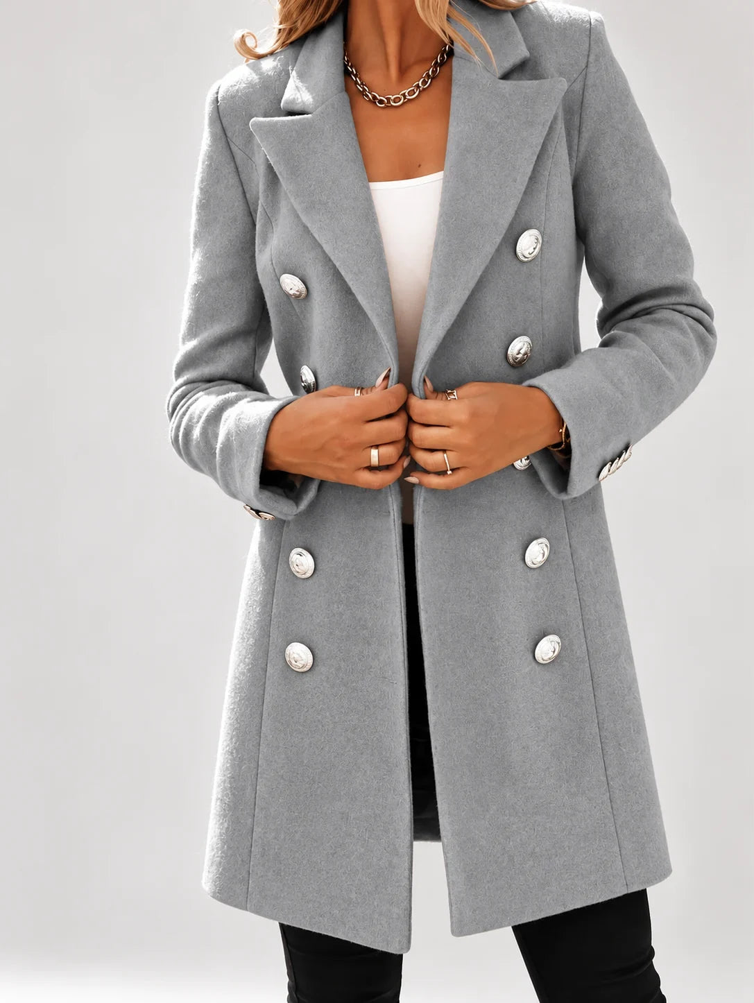 Double Breasted Blazer Coat Women - Grey — first photo