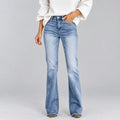 Blue High Waisted Flare Jeans Women — first photo