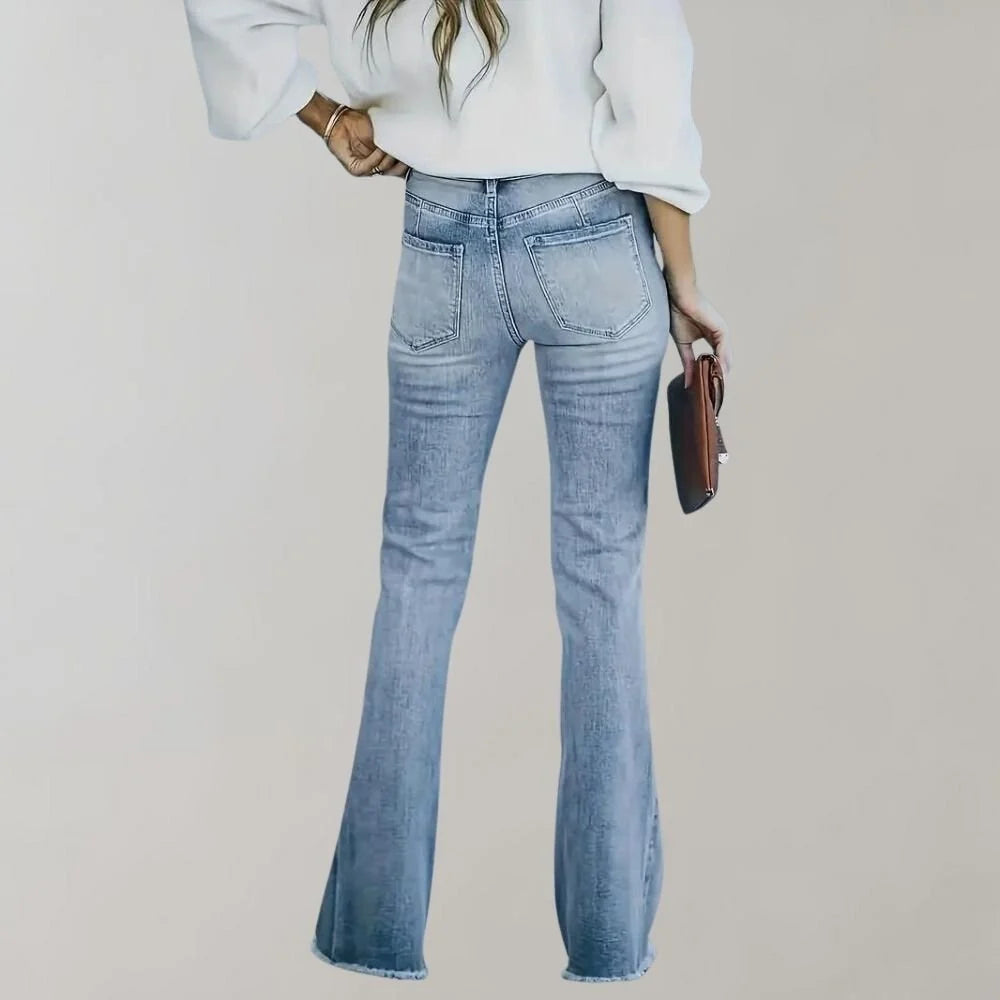 Blue High Waisted Flare Jeans Women — product view 2