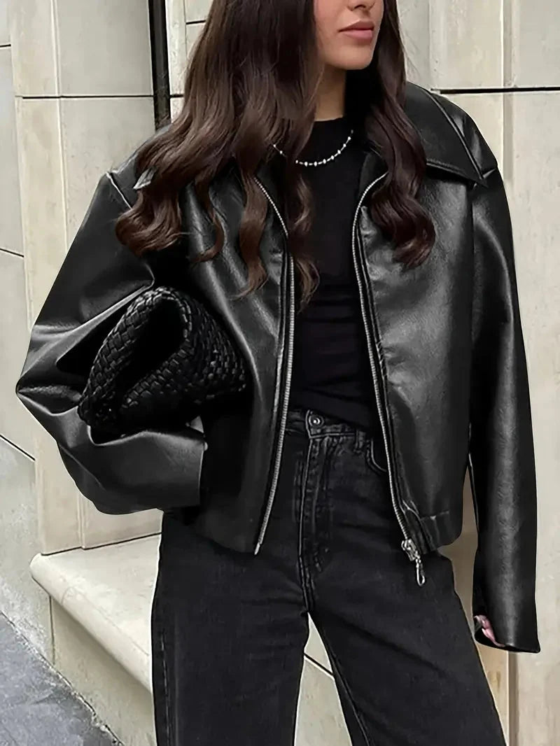 Burgundy Bomber Jacket Women - Oversized Zip Front — original product photo