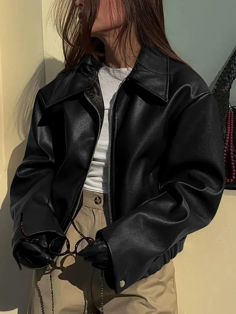 Burgundy Bomber Jacket Women - Oversized Zip Front — original product photo